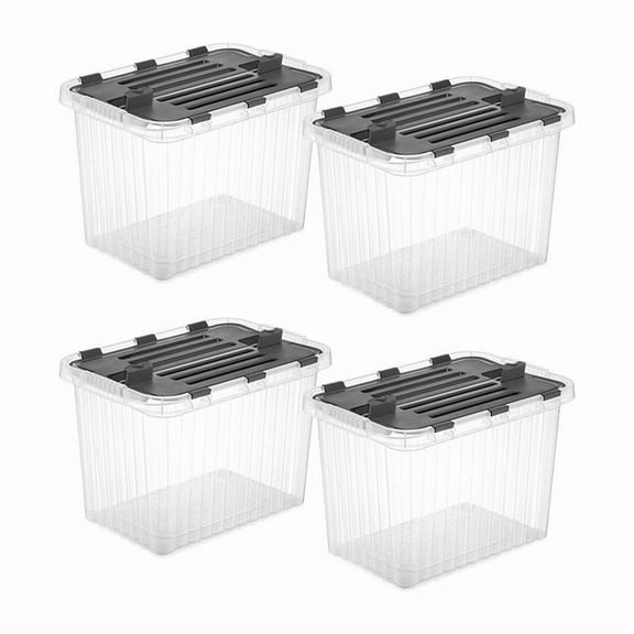 Superio 26 L Deep Storage Container with Hinged Lid 27.5 Quart (4 Pack)