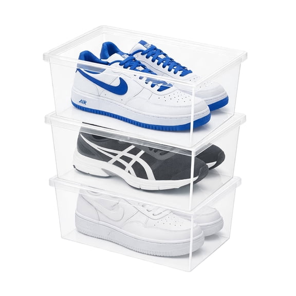Superio 3-Pack Shoe Box Modern Storage Container - 6.5 Quart/6 Liter, Stackable Plastic Shoe Box Organizer (13.5"L x 8.35"W x 5.2"H)