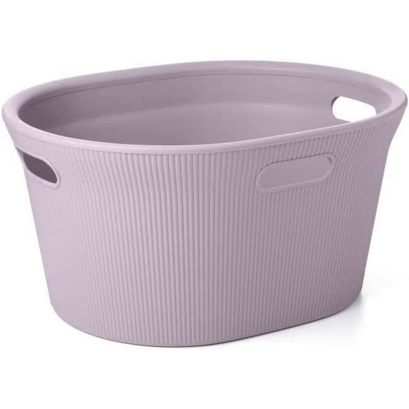 Superio 35L Ribbed Laundry Basket with Cut-Out Handles - Lilac