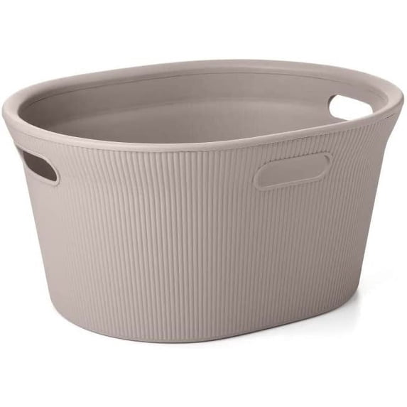 Superio 35L Ribbed Laundry Basket with Cut-Out Handles - Taupe