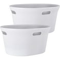 thumbnail image 1 of Superio 35L Ribbed Laundry Basket with Cut-Out Handles-White Smoke (2 Pack), 1 of 5