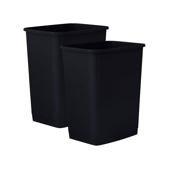Superio 4.5 Gallon Plastic Trash Can, Waste Bin for Home, Kitchen, Office, Bedroom, Bathroom- 18 Qt (2, Black)