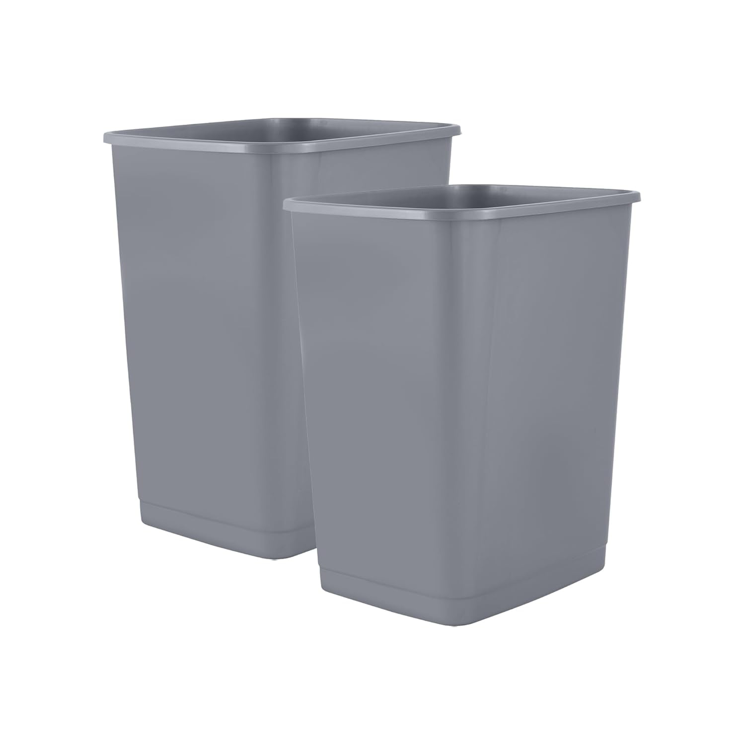 Superio 4.5 Gallon Plastic Trash Can, Waste Bin for Home, Kitchen, Office, Bedroom, Bathroom- 18 Qt (2, Grey)