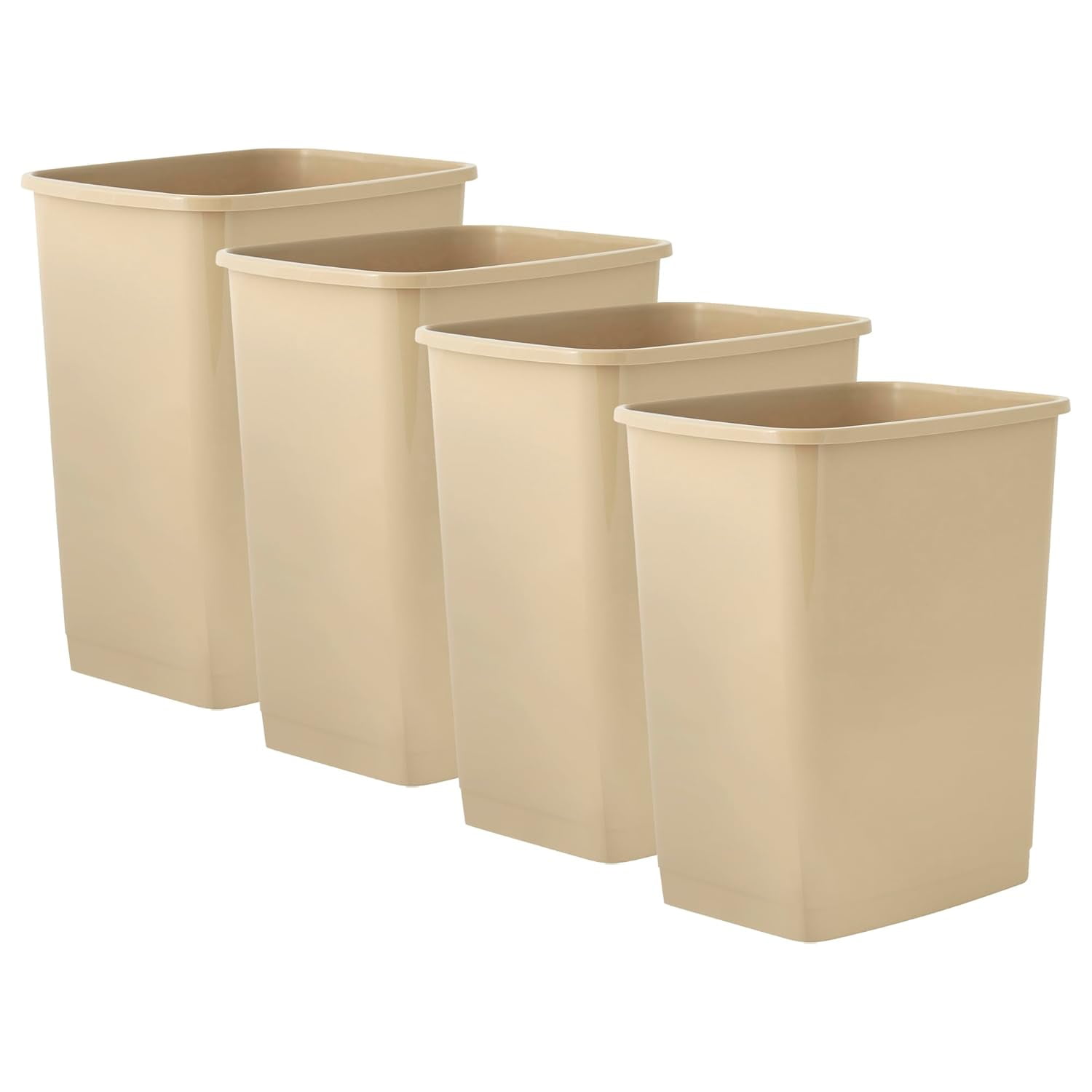 Superio 4.5 Gallon Plastic Trash Can, Waste Bin for Home, Kitchen, Office, Bedroom, Bathroom- 18 Qt (4, Beige)