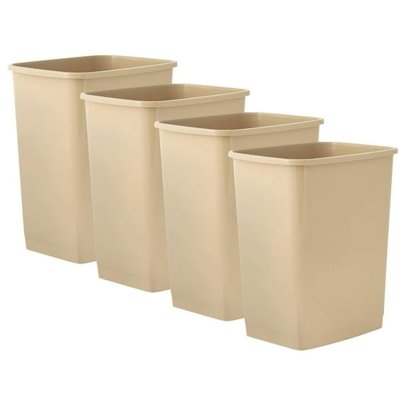 Superio 4.5 Gallon Plastic Trash Can, Waste Bin for Home, Kitchen, Office, Bedroom, Bathroom- 18 Qt (4, Beige)