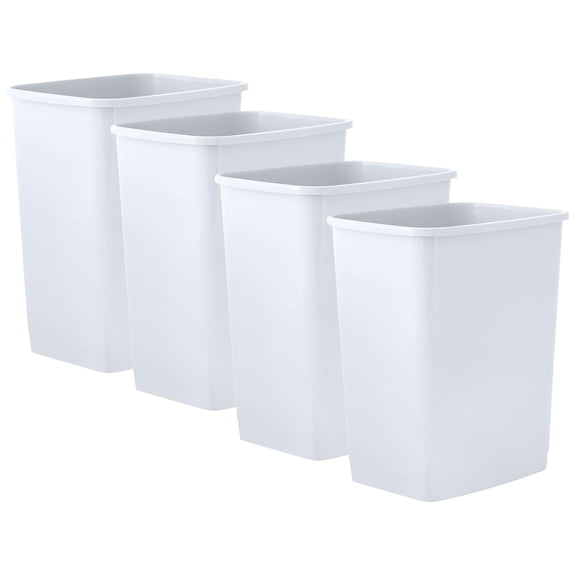 Superio 4.5 Gallon Plastic Trash Can, Waste Bin for Home, Kitchen, Office, Bedroom, Bathroom- 18 Qt (4, White)