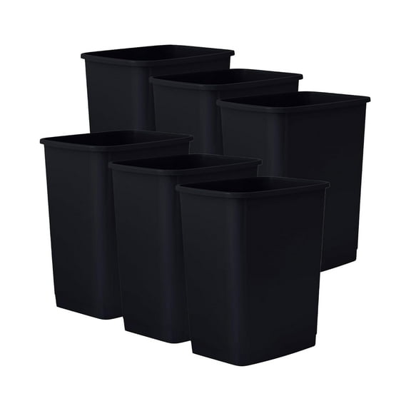 Superio 4.5 Gallon Plastic Trash Can, Waste Bin for Home, Kitchen, Office, Bedroom, Bathroom- 18 Qt (6, Black)