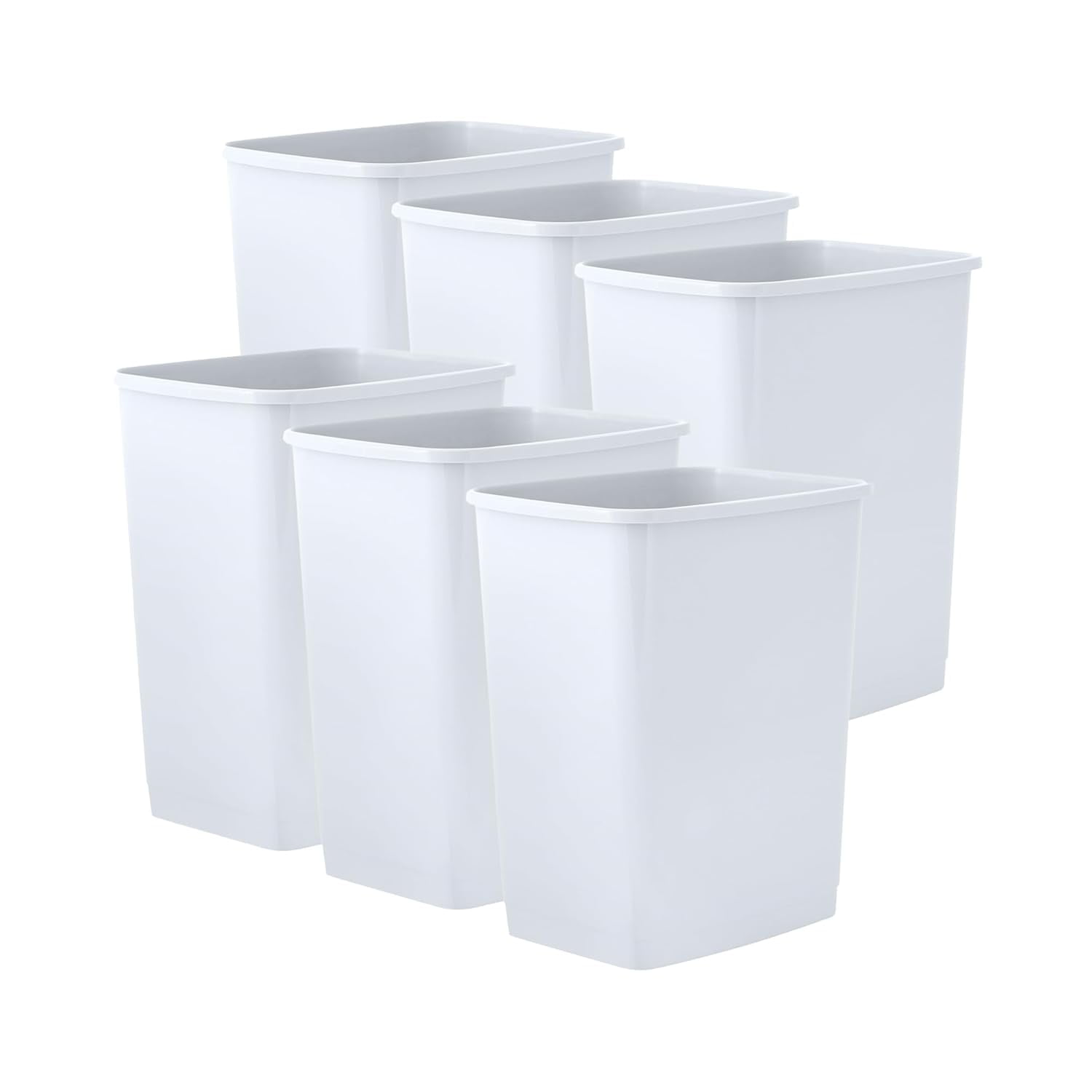 Superio 4.5 Gallon Plastic Trash Can, Waste Bin for Home, Kitchen, Office, Bedroom, Bathroom- 18 Qt (6, White)