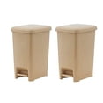 thumbnail image 1 of Superio 4 Gal Slim Step On Pedal Plastic Trash Can with Lid, Waste Bin for Under Desk, Office, Bedroom, Bathroom- 16 Qt (Beige-2 Pack), 1 of 5