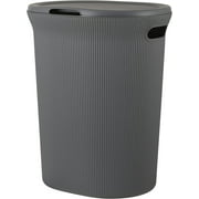 Superio 40L Elegant Ribbed Plastic Laundry Hamper with Lid - Gray