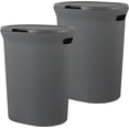 thumbnail image 1 of Superio 40L Elegant Ribbed Plastic Laundry Hamper with Lid - Grey (2 Pack), 1 of 5
