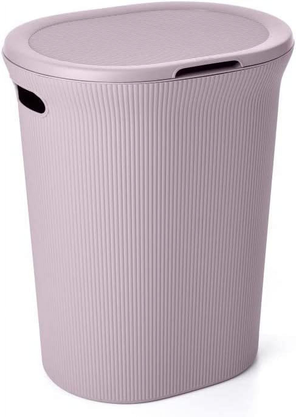 Superio 40L Elegant Ribbed Plastic Laundry Hamper with Lid - Lilac