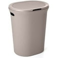 thumbnail image 1 of Superio 40L Elegant Ribbed Plastic Laundry Hamper with Lid - Taupe, 1 of 1