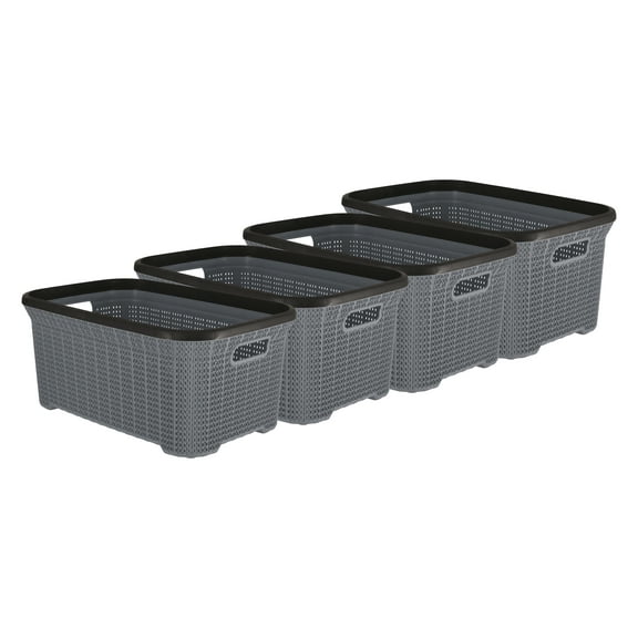 Superio 50L Knit Laundry Basket with Cut-Out Handles - Onyx Grey (2 Pack)