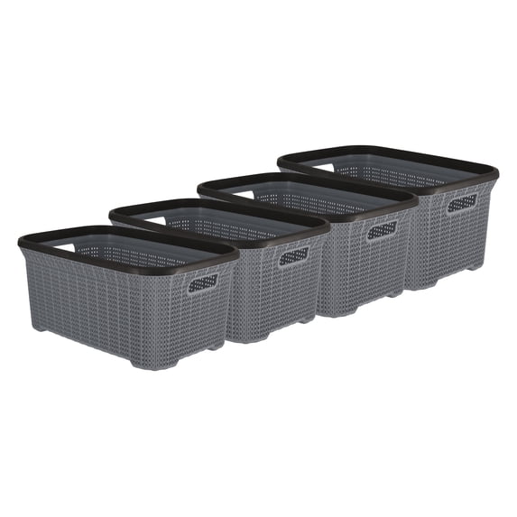 Superio 50L Knit Laundry Basket with Cut-Out Handles - Onyx Grey (2 Pack)