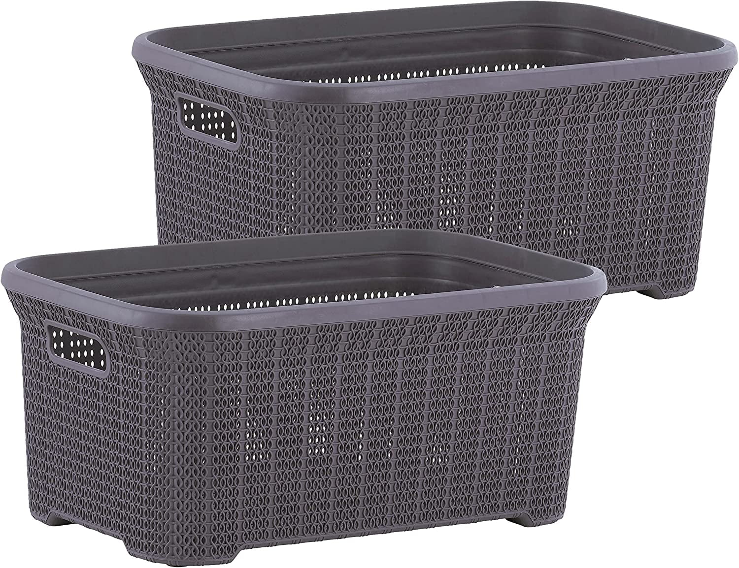 Superio 50L Knit Laundry Basket with Cut-Out Handles - Plum (2 Pack)