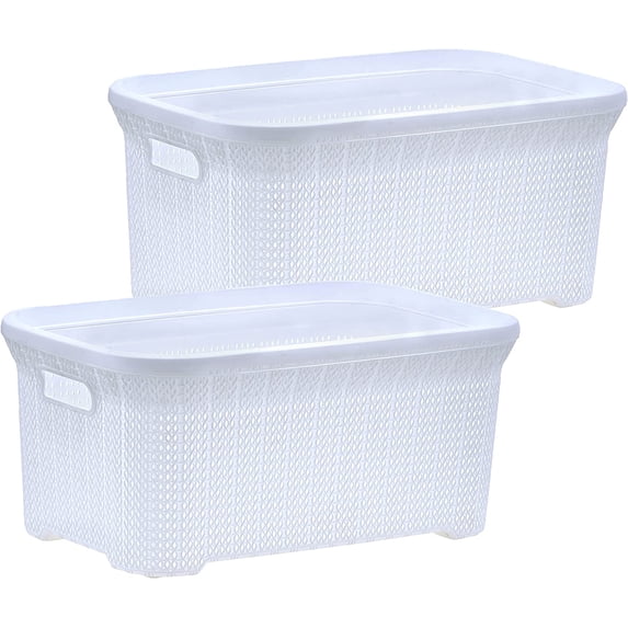 Superio 50L Knit Laundry Basket with Cut-Out Handles - White (2 Pack)