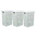 thumbnail image 1 of Superio 50L Large Lace Plastic Laundry Hamper with Lid - White Smoke (3 Pack), 1 of 5