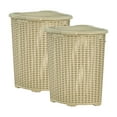 thumbnail image 1 of Superio 50L Wicker Plastic Corner Laundry Hamper with Lid - Beige (2 Pack), 1 of 8