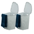 thumbnail image 1 of Superio 50L Wicker Plastic Corner Laundry Hamper with Lid - White Smoke (2 Pack), 1 of 9