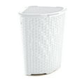 thumbnail image 1 of Superio 50L Wicker Plastic Corner Laundry Hamper with Lid - White Smoke, 1 of 10