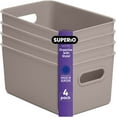 thumbnail image 1 of Superio 5L Small Ribbed Storage Bin- Plastic Storage Bin (4 Pack, Taupe), 1 of 6