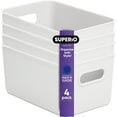 thumbnail image 1 of Superio 5L Small Ribbed Storage Bin- Plastic Storage Bin (4 Pack, White), 1 of 6