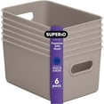 thumbnail image 1 of Superio 5L Small Ribbed Storage Bin- Plastic Storage Bin (6 Pack, Taupe), 1 of 6