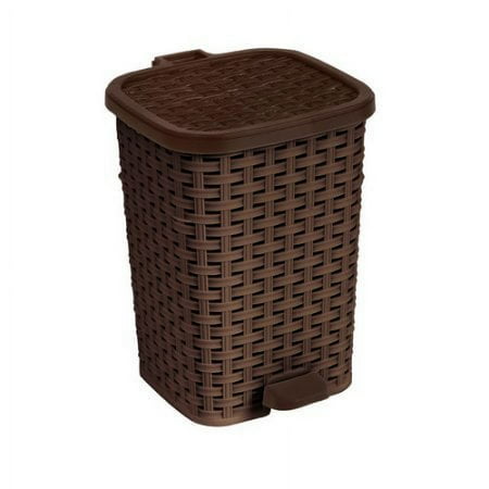 Superio 6 Qt. Palm Luxe Polypropylene Trash Can, Brown