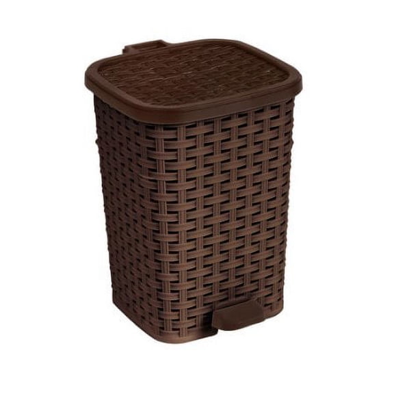 Superio 6 Qt. Palm Luxe Polypropylene Trash Can, Brown