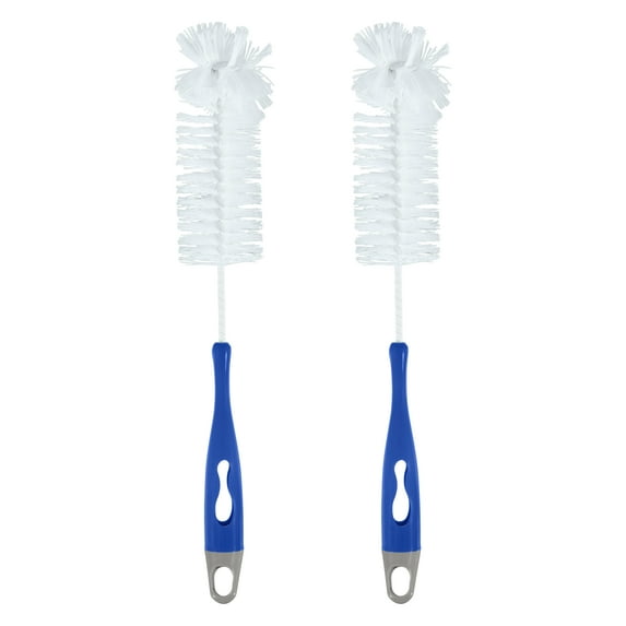 Superio Blue Bottle Brush with Nipple Brush and Comfort Grip Handle (2 Pack)