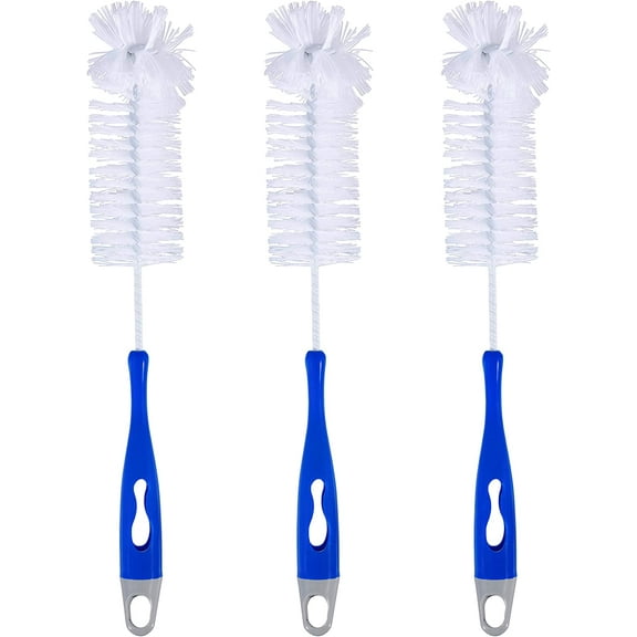 Superio Blue Bottle Brush with Nipple Brush and Comfort Grip Handle (2 Pack)