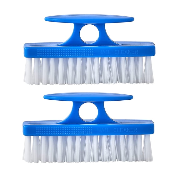 Superio Blue Nail Brush Cleaner with Handle, 2 Pack - Durable Brush Scrubber To Clean Toes, Fingernails, Hand Scrubber All Surface Cleaning, Heavy Duty Scrub Brush Stiff Bristles, Easy To Hold
