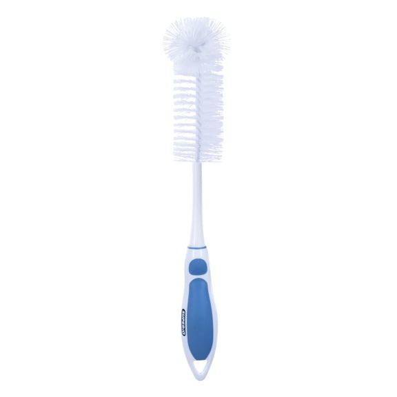 Superio Bottle Brush Scrubber Long, Blue and White Baby Bottle Brush With Rubber Grip Handle