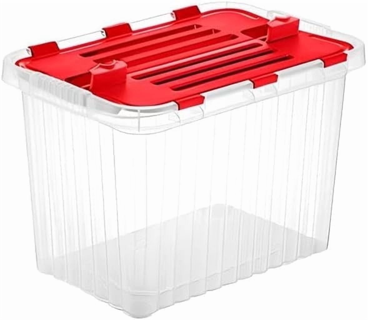 Superio Red Storage Box with Red Hinged Lids, Plastic Container Bins ...