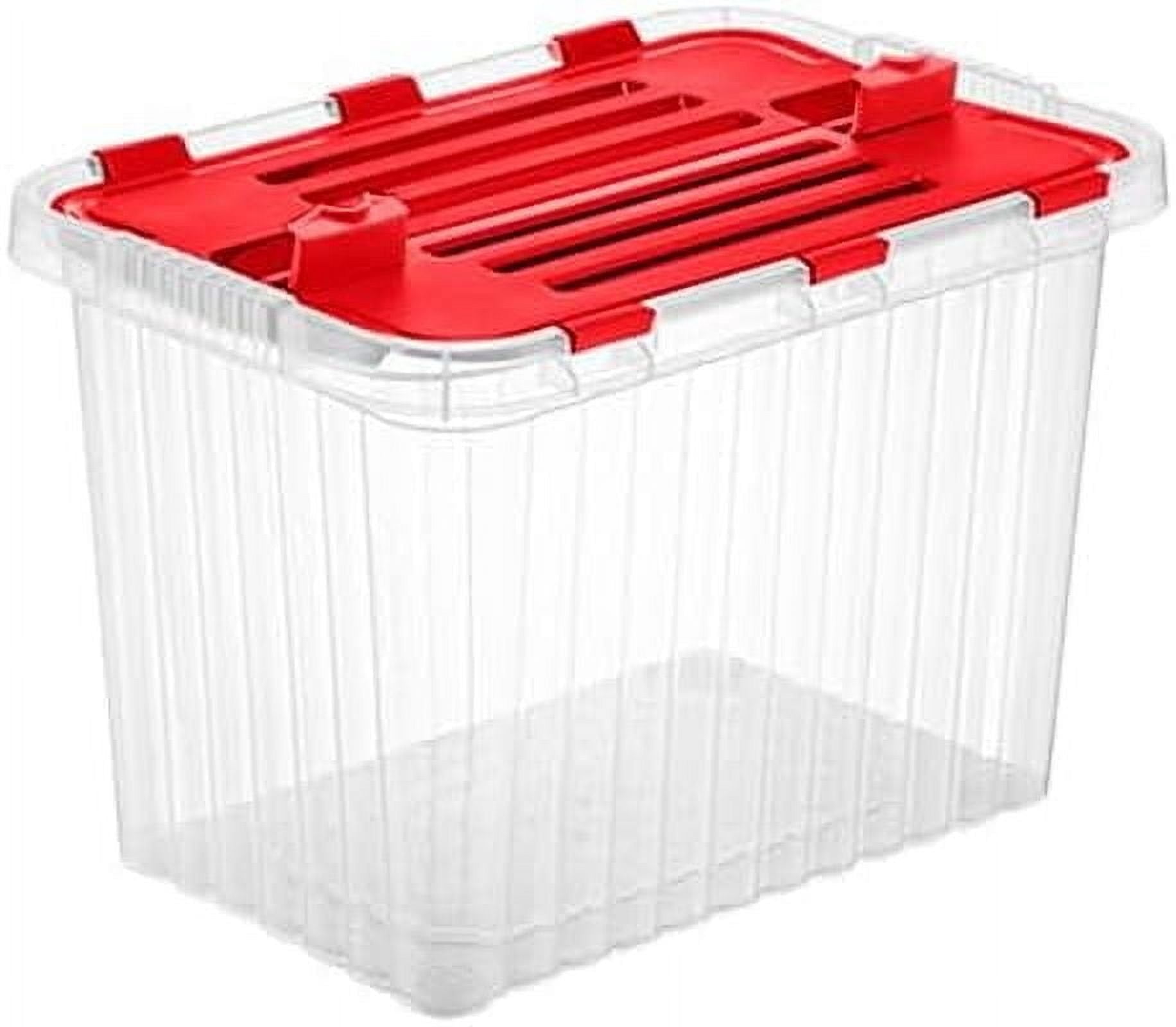 Superio Red Storage Box with Red Hinged Lids, Plastic Container Bins ...