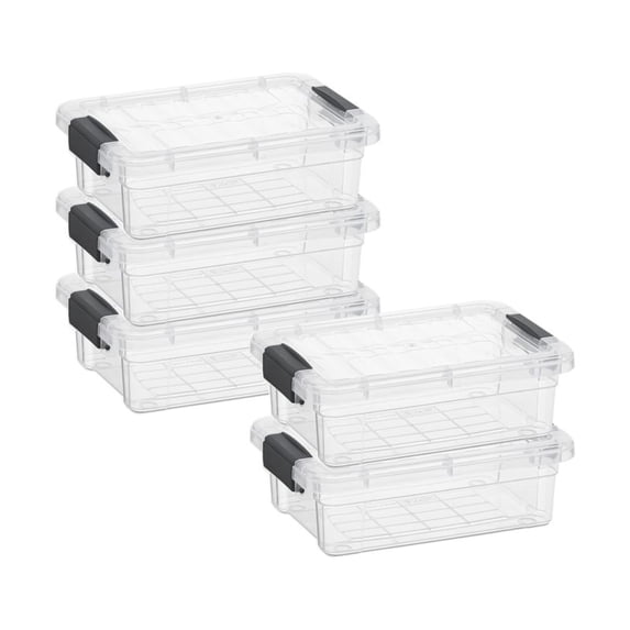 Superio Clear Storage Boxes with Lids, 1.27 Quart Plastic Container Bins for Organizing, Stackable Crates, BPA Free, Non Toxic, Odor Free, Organizers for Home, Office and Dorm, 5 Pack