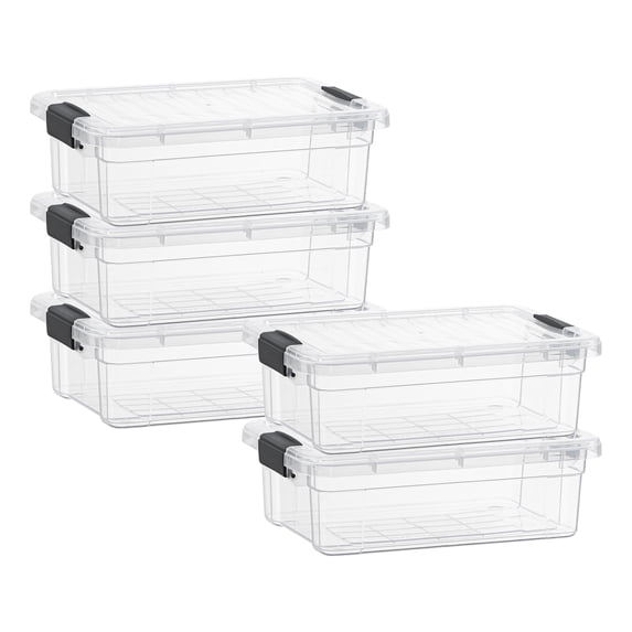 Superio Clear Storage Boxes with Lids, Plastic Container Bins for Organizing, Stackable Crates, BPA Free, Non Toxic, Odor Free, Organizers for Home, Office, School, and Dorm, 2.3 Quart, 5 Pack