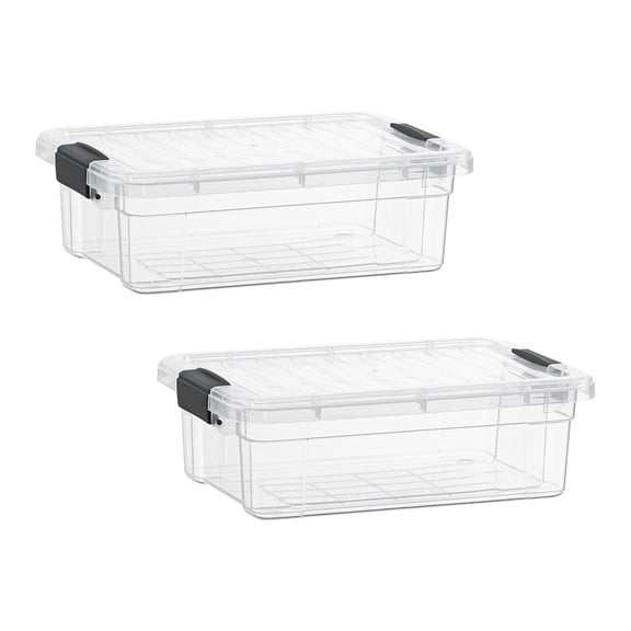Superio Clear Storage Boxes with Lids, Plastic Container Bins for Organizing, Stackable Crates, BPA Free, Non Toxic, Odor Free, Organizers for Home, Office, School, and Dorm, 2.3 Quart, 2 Pack