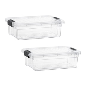 Superio Clear Storage Boxes with Lids, Plastic Container Bins for Organizing, Stackable Crates, BPA Free, Non Toxic, Odor Free, Organizers for Home, Office, School, and Dorm, 2.3 Quart, 2 Pack