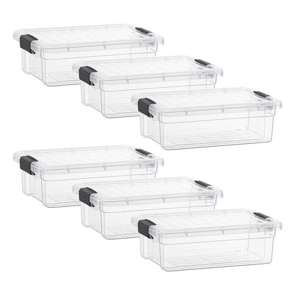 Superio Clear Storage Boxes with Lids, Plastic Container Bins for Organizing, Stackable Crates, BPA Free, Non Toxic, Odor Free, Organizers for Home, Office, School, and Dorm, 2.3 Quart, 6 Pack
