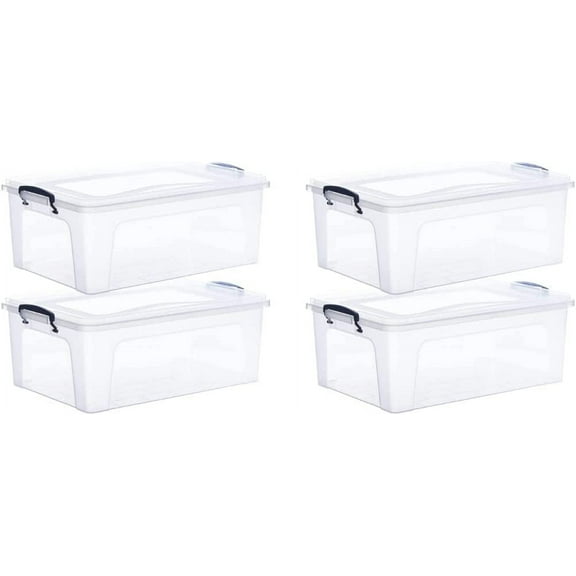 Superio Clear Plastic Storage Bins with Lids, 22 Quart (2 Pack), Stackable Storage Container with Latches and Handles
