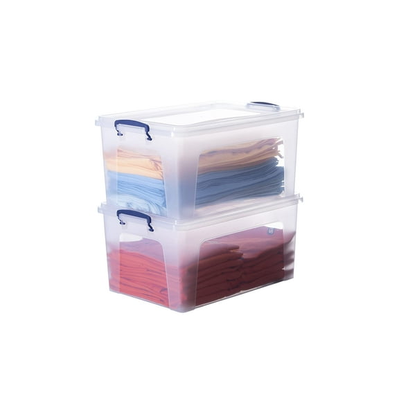 Superio Clear Plastic Storage Bins with Lids, 28.5 Quart (2 Pack), Stackable Storage Container with Latches and Handles