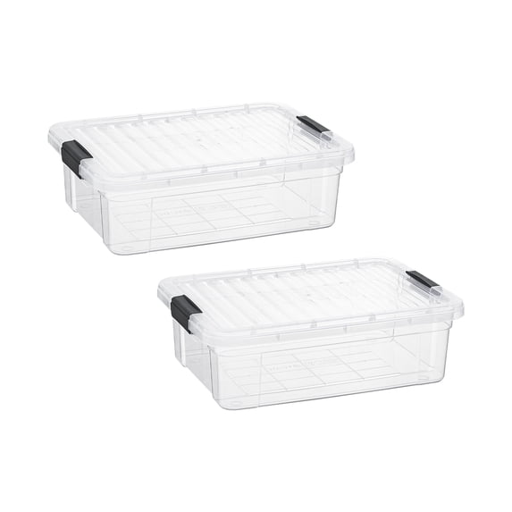 Superio Clear Storage Boxes with Lids, Plastic Container Bins for Organizing, Stackable Crates, BPA Free, Non Toxic, Odor Free, Organizers for Home, Office, School, and Dorm, 7.4 Quart, 2 Pack