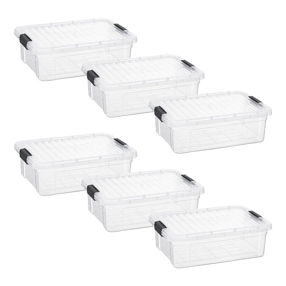 Superio Clear Storage Boxes with Lids, Plastic Container Bins for Organizing, Stackable Crates, BPA Free, Non Toxic, Odor Free, Organizers for Home, Office, School, and Dorm, 7.4 Quart, 6 Pack