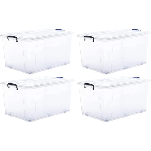 Superio Clear Plastic Storage Bins with Lids, 85 Quart (2 Pack), Stackable Storage Container with Latches and Handles