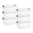 thumbnail image 1 of Superio Clear Storage Boxes with Lids, Plastic Container Bins for Organizing, Stackable Crates, BPA Free, Non Toxic, Odor Free, Organizers for Home, Office, School, and Dorm, 11 Quart, 6 Pack, 1 of 9
