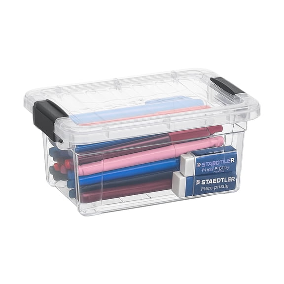 Superio Clear Storage Boxes with Lids, Plastic Container Bins for Organizing, Stackable Crates, BPA Free, Non Toxic, Odor Free, Organizers for Home, Office, School, and Dorm, 1.85 Quart