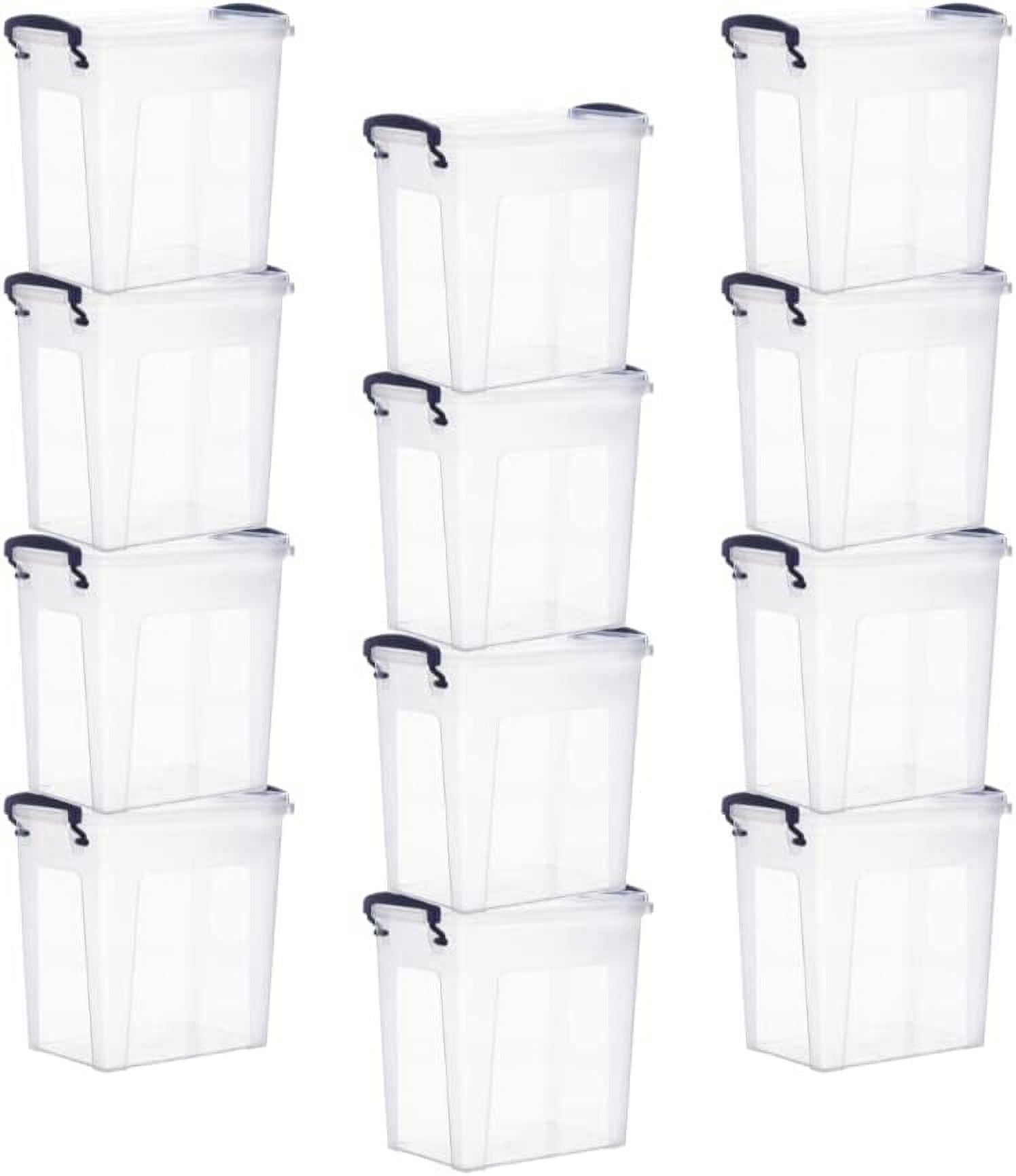 Superio Clear Storage Bins with Lids, Stackable Deep Storage Boxes with