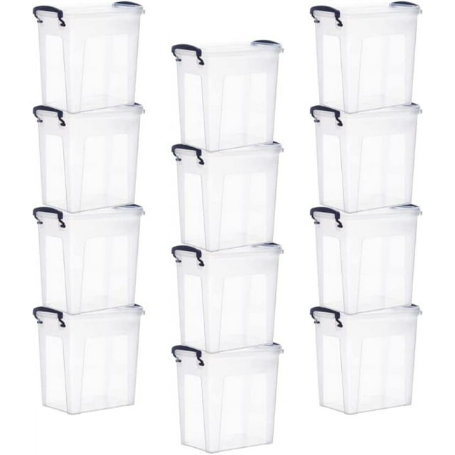 Superio Clear Storage Bins with Lids, Stackable Deep Storage Boxes with